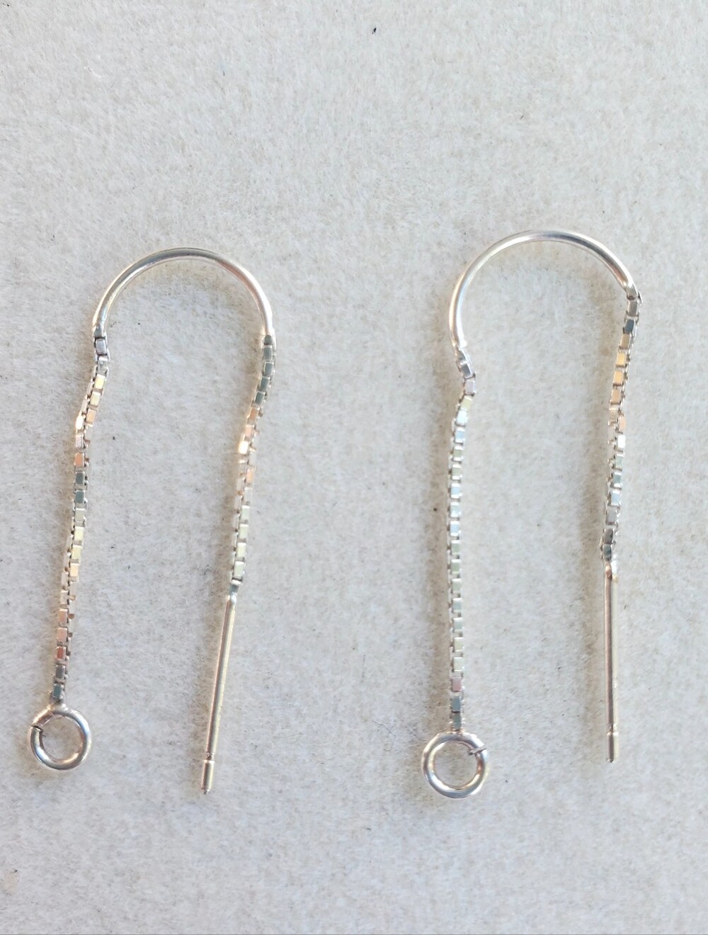 Sterling Silver Threader Box-Chain Earrings - Picture 3 of 7